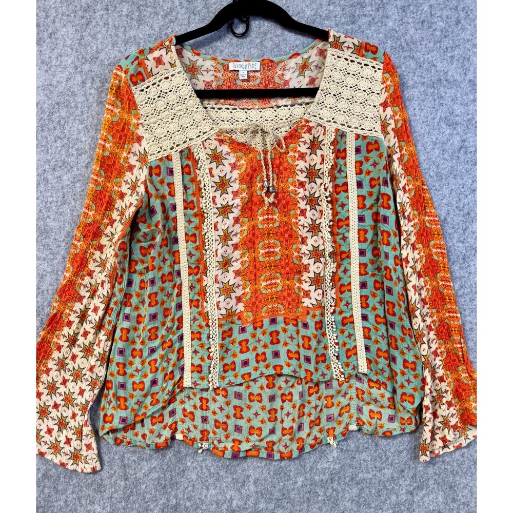 Patrons of Peace Bohemian-Style Long Sleeve Lace Inlay Women's Size S